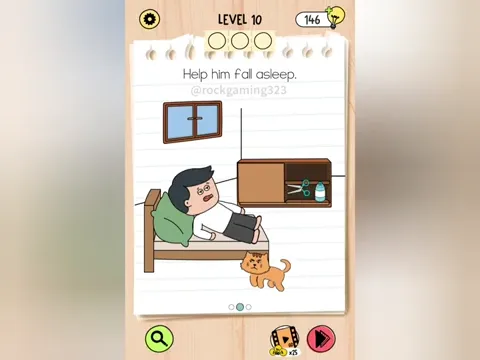 Brain Test 5 Level 10 - Help him fall asleep. (Image 1)