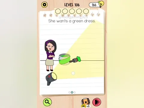 Brain Test 5 Level 106 - She wants a green dress. (Image 1)