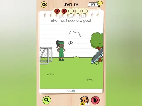 Brain Test 5 Level 106 - She must score a goal. (Image 1)