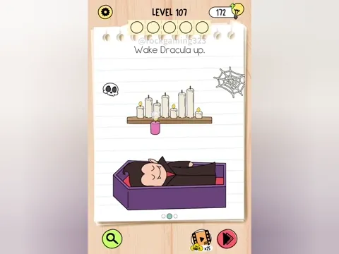 Brain Test 5 Level 107 - Wake Dracula up. (Image 1)