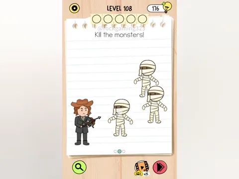 Brain Test 5 Level 108 - Kill the monsters! (Image 1)