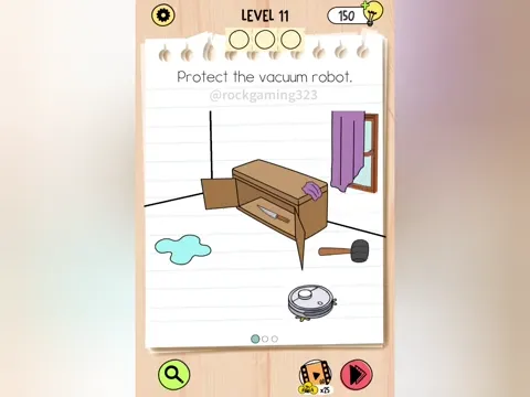 Brain Test 5 Level 11 - Protect the vacuum robot. (Image 1)