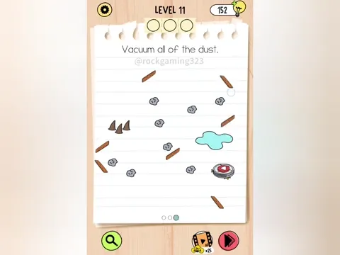 Brain Test 5 Level 11 - Vacuum all of the dust! (Image 1)