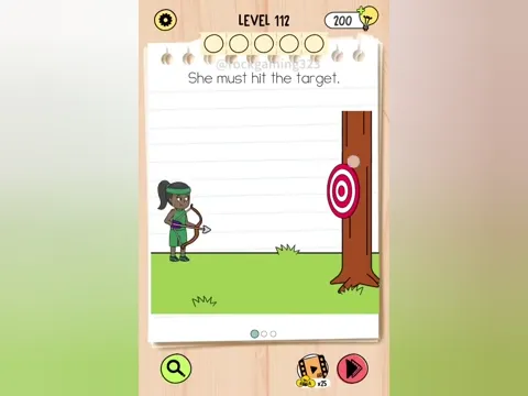 Brain Test 5 Level 112 - She must hit the target. (Image 1)