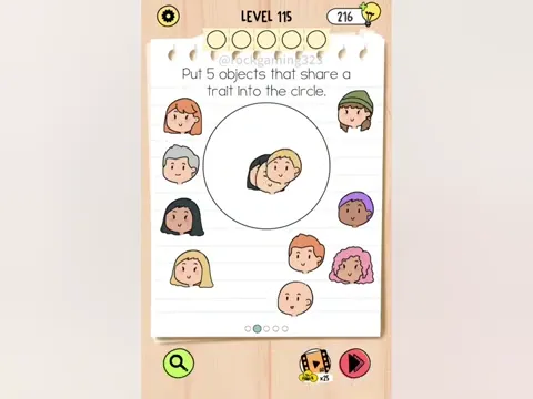 Brain Test 5 Level 115 - Put N objects that share a trait into the circle. (Image 2)
