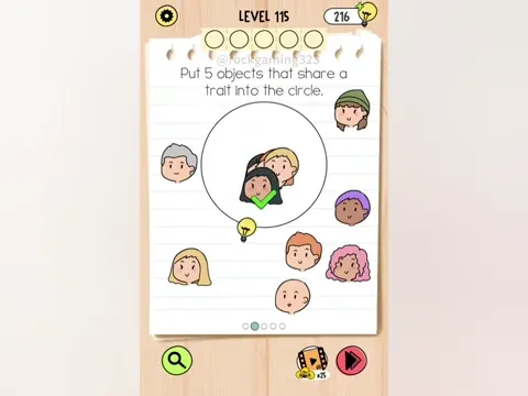 Brain Test 5 Level 115 - Put N objects that share a trait into the circle. (Image 3)