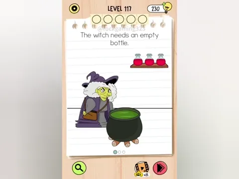 Brain Test 5 Level 117 - The witch needs an empty bottle. (Image 1)