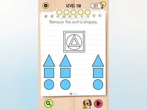 Brain Test 5 Level 118 - Remove the extra shapes. (Image 1)