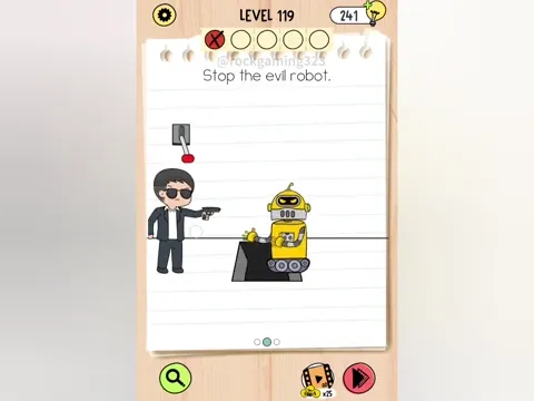 Brain Test 5 Level 119 - Stop the evil robot. (Image 2)