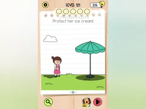 Brain Test 5 Level 121 - Protect her ice cream (Image 1)