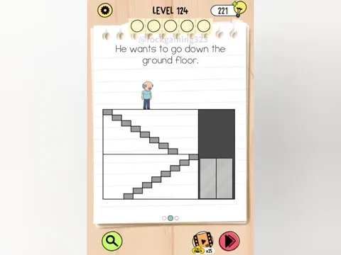 Brain Test 5 Level 124 - He wants to go down the ground floor. (Image 1)