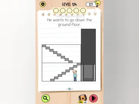 Brain Test 5 Level 124 - He wants to go down the ground floor. (Image 4)