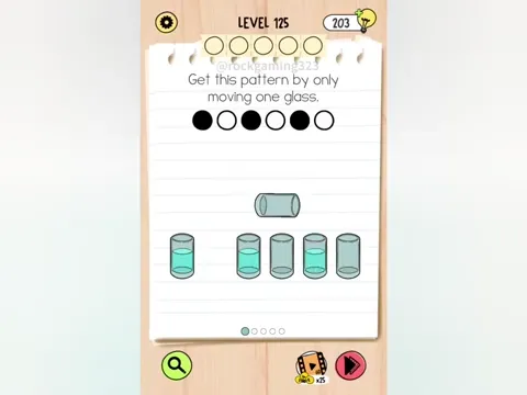 Brain Test 5 Level 125 - Get this pattern by only moving one glass. (Image 1)