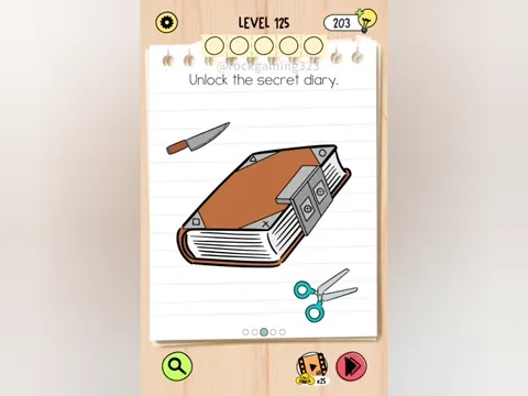 Brain Test 5 Level 125 - Unlock the secret diary. (Image 1)