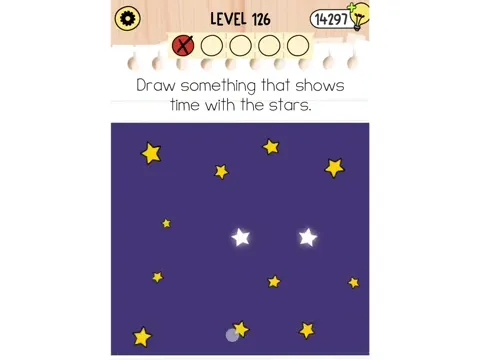 Brain Test 5 Level 126 - Draw something that shows time with the stars. (Image 1)