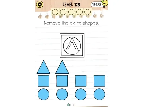 Brain Test 5 Level 128 - Remove the extra shapes. (Image 1)