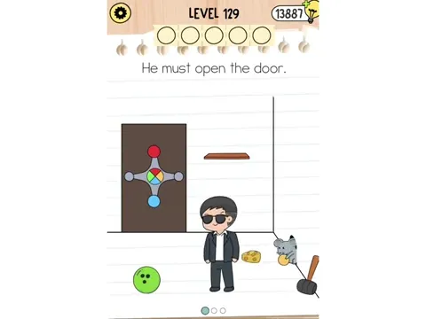 Brain Test 5 Level 129 - He must open the door. (Image 1)