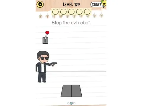 Brain Test 5 Level 129 - Stop the evil robot. (Image 1)