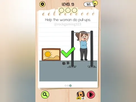 Brain Test 5 Level 13 - Help the woman do pull-ups. (Image 3)
