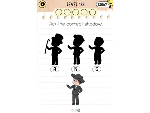 Brain Test 5 Level 133 - Pick the correct shadow. (Image 1)