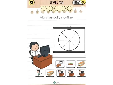 Brain Test 5 Level 134 - Plan his daily routine. (Image 1)