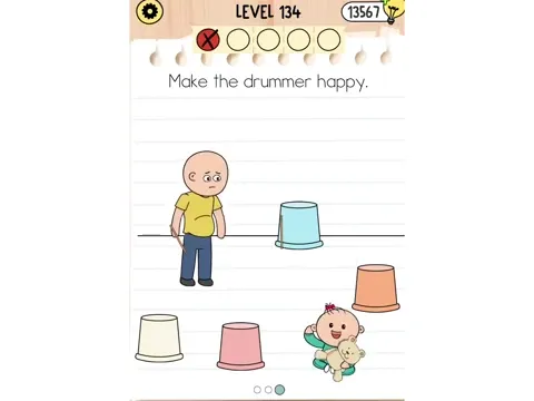 Brain Test 5 Level 134 - Make the drummer happy. (Image 1)