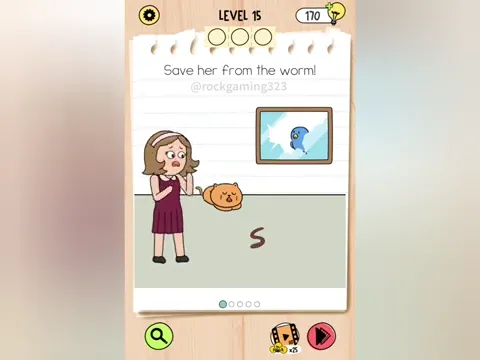 Brain Test 5 Level 15 - Save her from the worm! (Image 1)