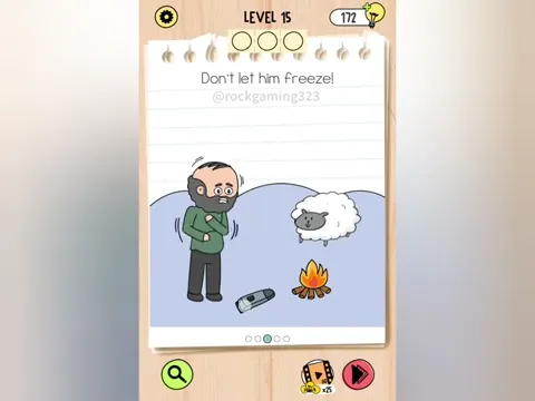 Brain Test 5 Level 15 - Don't let him freeze! (Image 1)