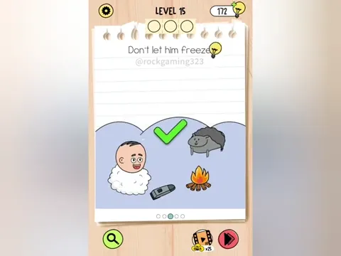 Brain Test 5 Level 15 - Don't let him freeze! (Image 2)