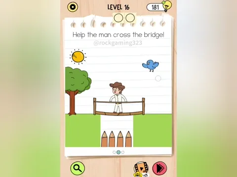 Brain Test 5 Level 16 - Help the man cross the bridge! (Image 4)