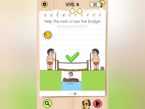 Brain Test 5 Level 16 - Help the man cross the bridge! (Image 6)
