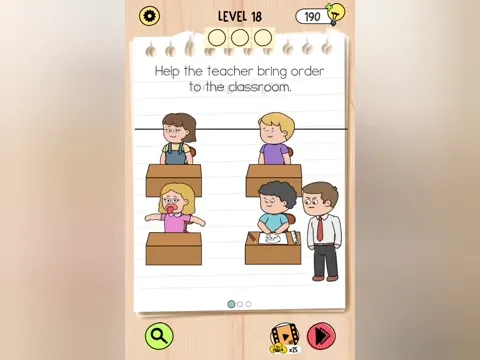 Brain Test 5 Level 18 - Help the teacher bring order to the classroom. (Image 2)
