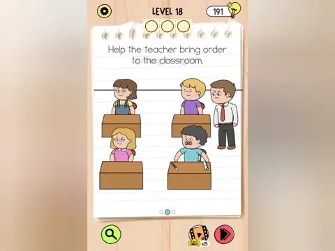 Brain Test 5 Level 18 - Help the teacher bring order to the classroom. (Image 3)