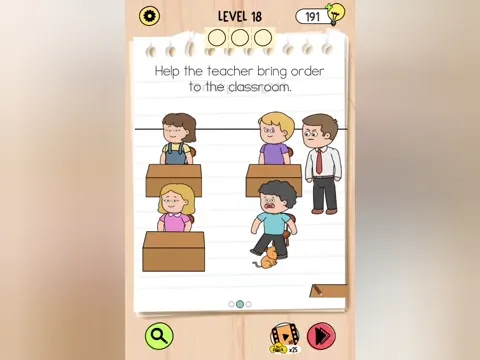 Brain Test 5 Level 18 - Help the teacher bring order to the classroom. (Image 4)