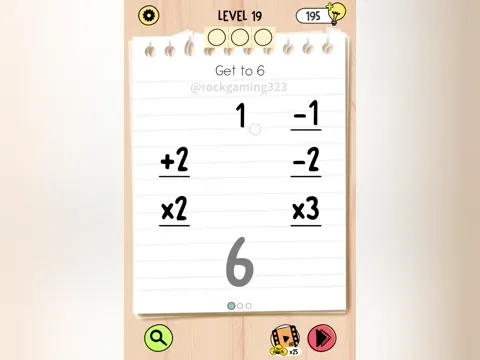 Brain Test 5 Level 19 - Get to 6 (Image 1)