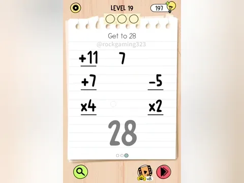 Brain Test 5 Level 19 - Get to 28 (Image 1)