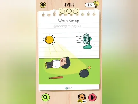 Brain Test 5 Level 2 - Wake him up. (Image 2)