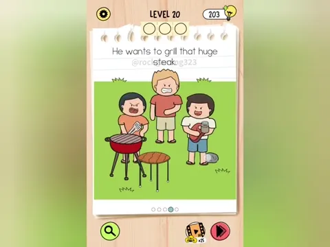 Brain Test 5 Level 20 - He wants to grill that huge steak! (Image 1)