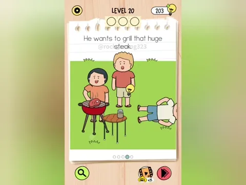 Brain Test 5 Level 20 - He wants to grill that huge steak! (Image 2)