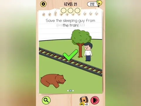 Brain Test 5 Level 21 - Save the sleeping guy from the train! (Image 2)