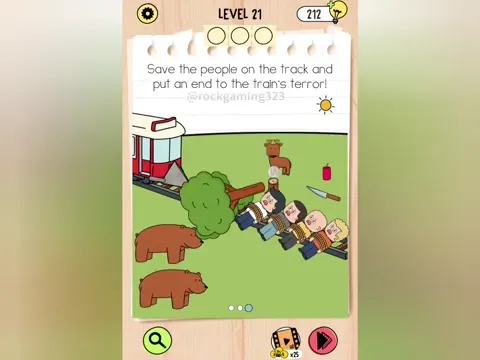 Brain Test 5 Level 21 - Save the people on the track and put an end to the trains terror! (Image 1)