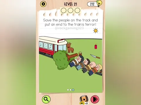 Brain Test 5 Level 21 - Save the people on the track and put an end to the trains terror! (Image 2)