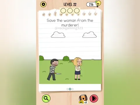 Brain Test 5 Level 22 - Save the woman from the murderer! (Image 2)