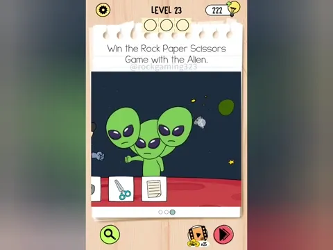 Brain Test 5 Level 23 - Win the Rock Paper Scissors Game with the Alien. (Image 3)