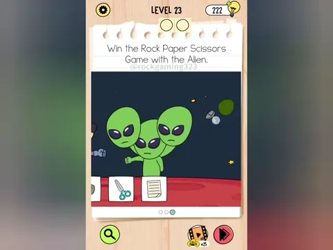 Brain Test 5 Level 23 - Win the Rock Paper Scissors Game with the Alien. (Image 5)