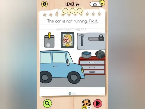 Brain Test 5 Level 24 - The car is not running. Fix it. (Image 1)