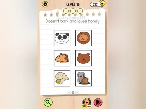 Brain Test 5 Level 25 - Doesn't bark and loves honey. (Image 1)