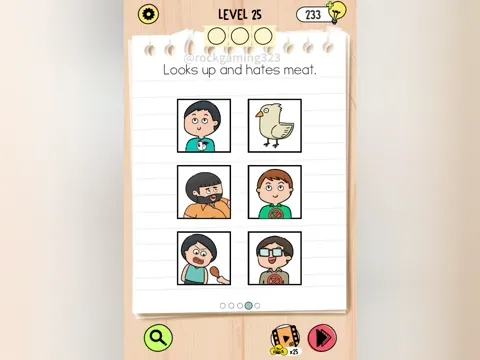 Brain Test 5 Level 25 - Looks up and hates meat. (Image 1)