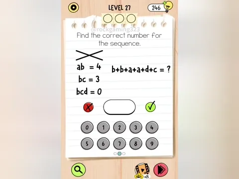 Brain Test 5 Level 27 - Find the correct number for the sequence. (Image 2)