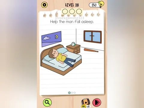 Brain Test 5 Level 28 - Help the man fall asleep. (Image 1)